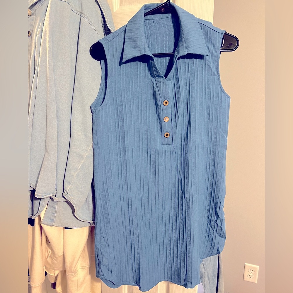 Slate blue collared dress, size small